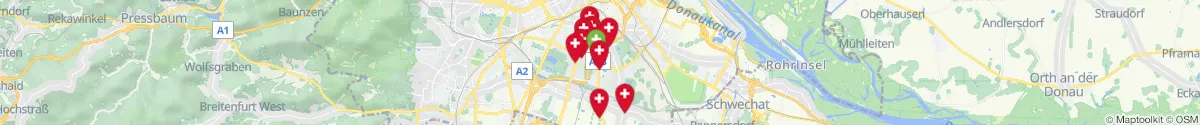 Kartenansicht für Apotheken-Notdienste in der Nähe von 1100 - Favoriten (Wien)